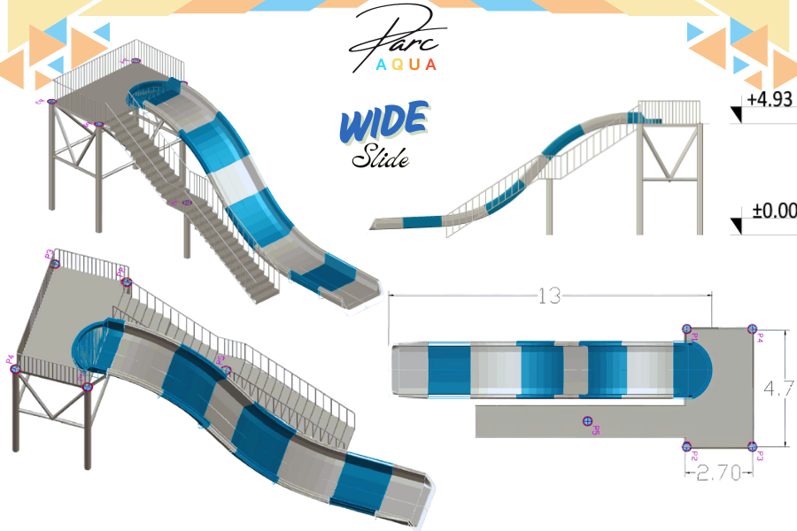 geniş kaydırak, halı kaydırak veya gökkuşağı desenli kaydırak olarak bilinen suparklarının vazgeçilmezi bir su kaydırağı çeşidi