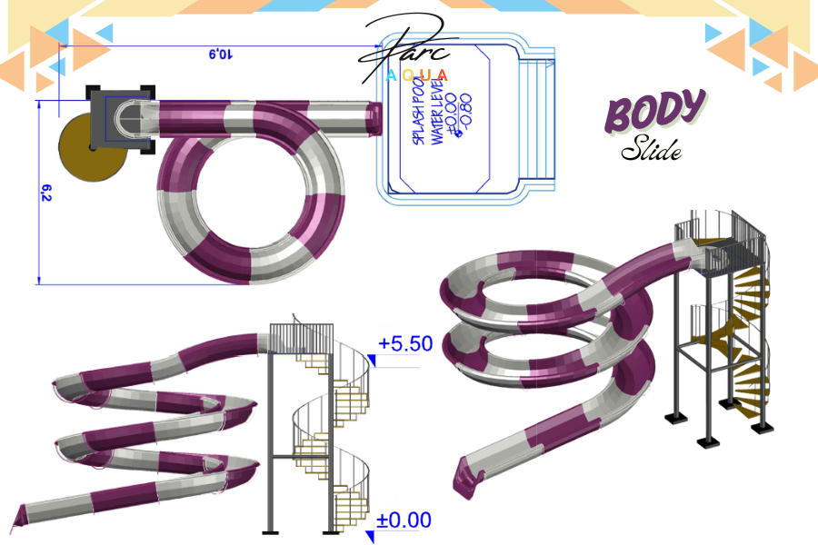 2 turlu döner açık body su kaydırağı