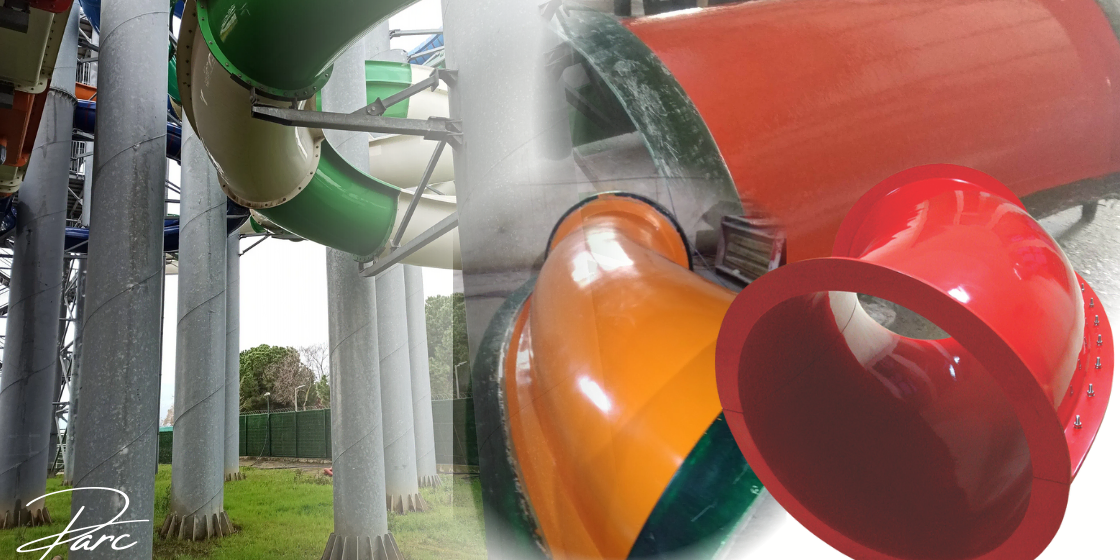 Parcaqua fabrikasında RTM teknolojisi ile üretilen fiberglas su kaydırağı parçaları, EN 1069 sertifikalı