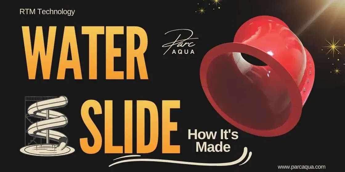 Kocaeli’deki Parc Aqua fabrikasında fiberglas su kaydırağı üretim aşamaları: jelkot püskürtme, cam elyaf serim, RTM kalıp kapama ve vakum reçine transferi adımlarıyla adım adım üretim süreci