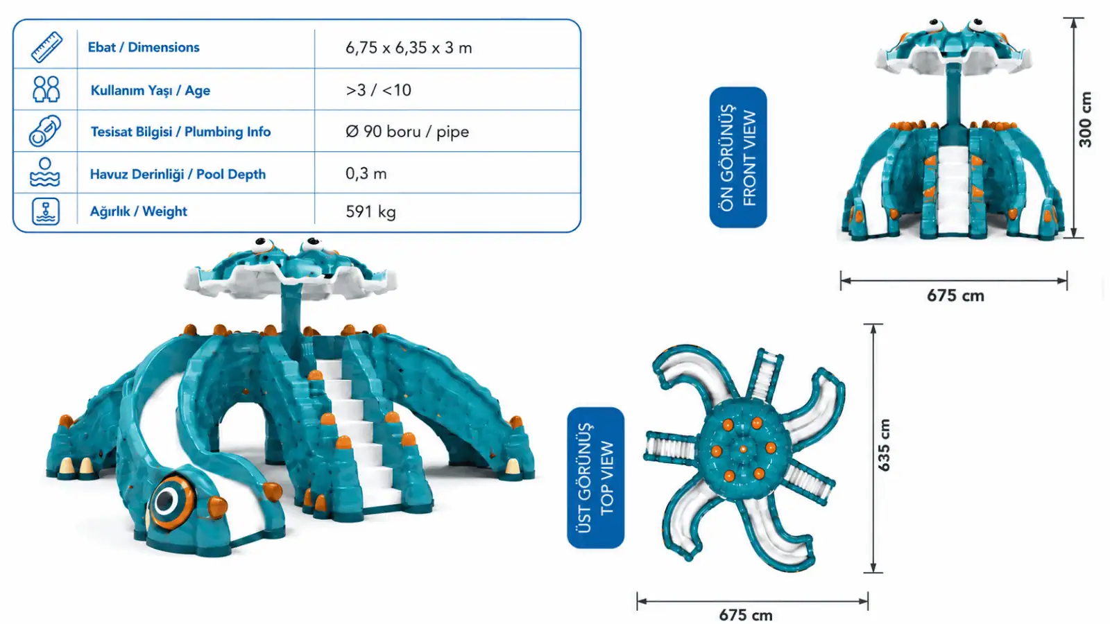 Octopus water slide technical image