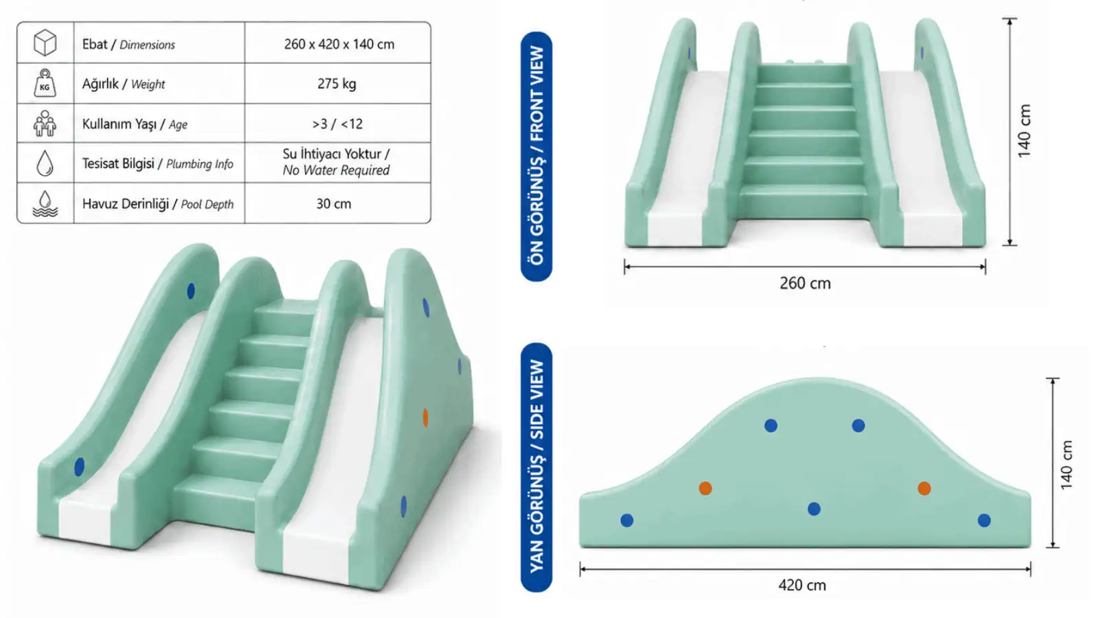 Double water slide technical image