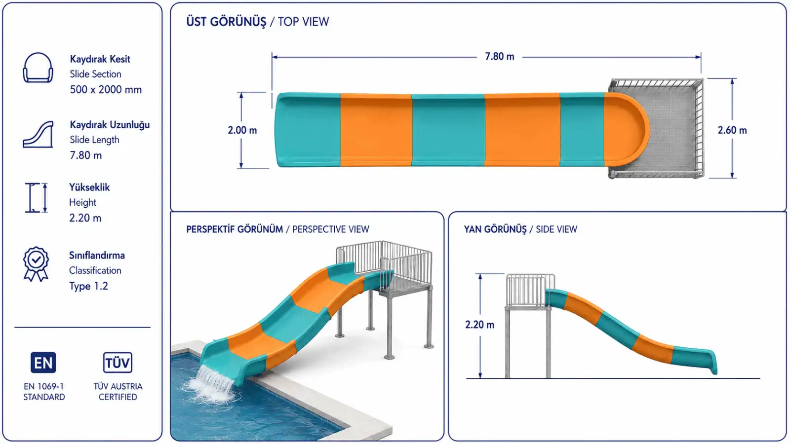 Wide water slide technical image