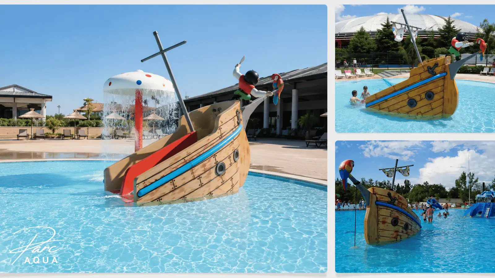 Mini pirate ship water slide application image