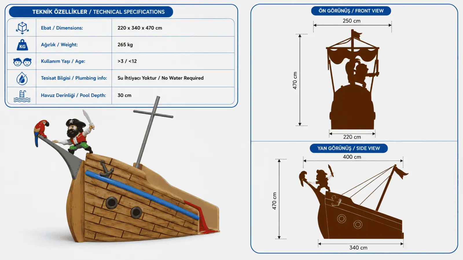 Mini pirate ship technical image